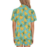 Banana Palm Leaves pattern background Women's V-Neck Short Pajama Set