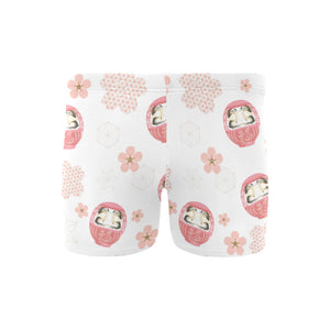 Daruma japanese wooden doll cherry blossom flower Men's Swimming Trunks