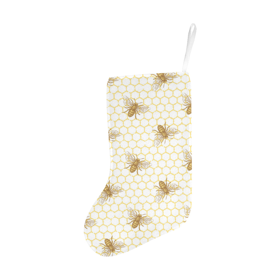Bee honeycomb seamless design pattern Christmas Stocking