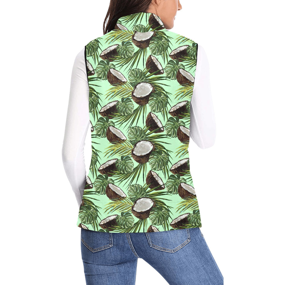 Coconut Pattern Print Design 02 Women's Padded Vest