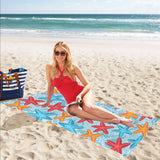 Blue red orange starfish pattern Beach Towel