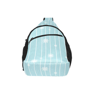 Snowflake pattern blue stripe background All Over Print Chest Bag