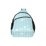 Snowflake pattern blue stripe background All Over Print Chest Bag
