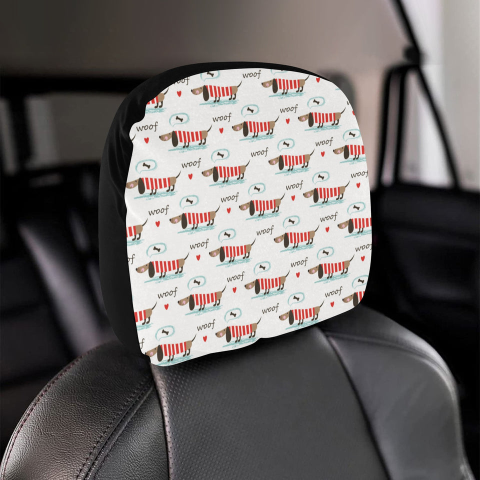 Cute dachshund bone pattern Car Headrest Cover