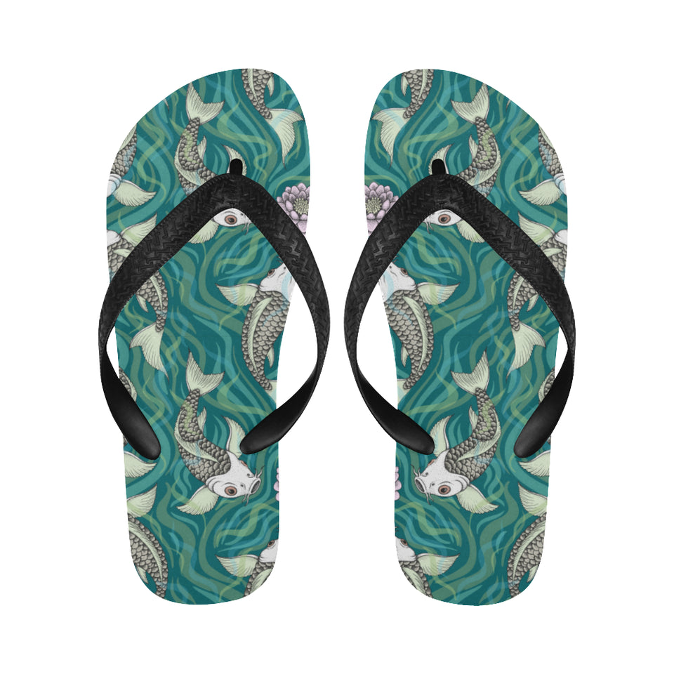 Koi Fish Carp Fish lotus pattern Unisex Flip Flops