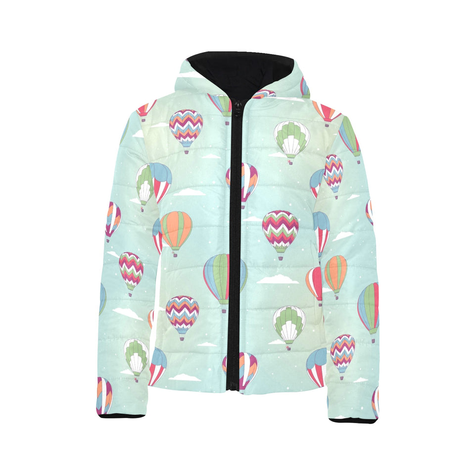 Hot Air Balloon design Pattern Kids' Boys' Girls' Padded Hooded Jacket
