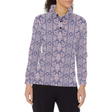 Indian Batik Style pattern Women's Long Sleeve Polo Shirt
