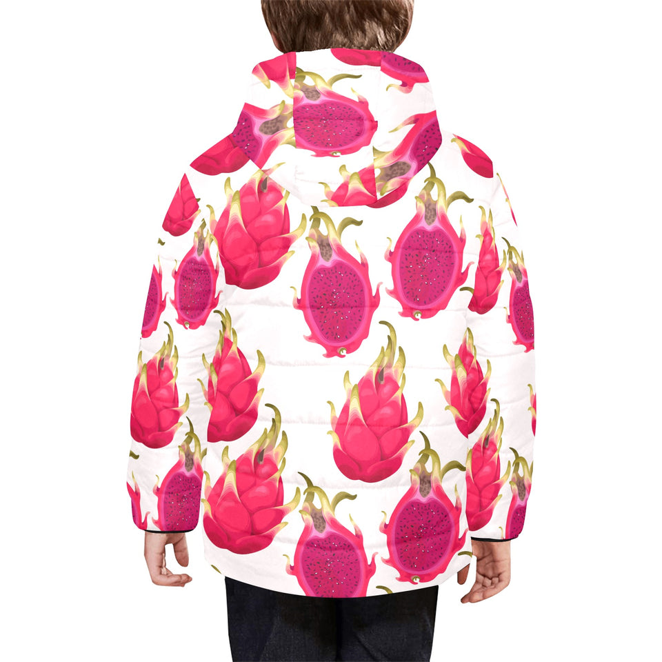 dragon fruits design pattern Kids' Boys' Girls' Padded Hooded Jacket