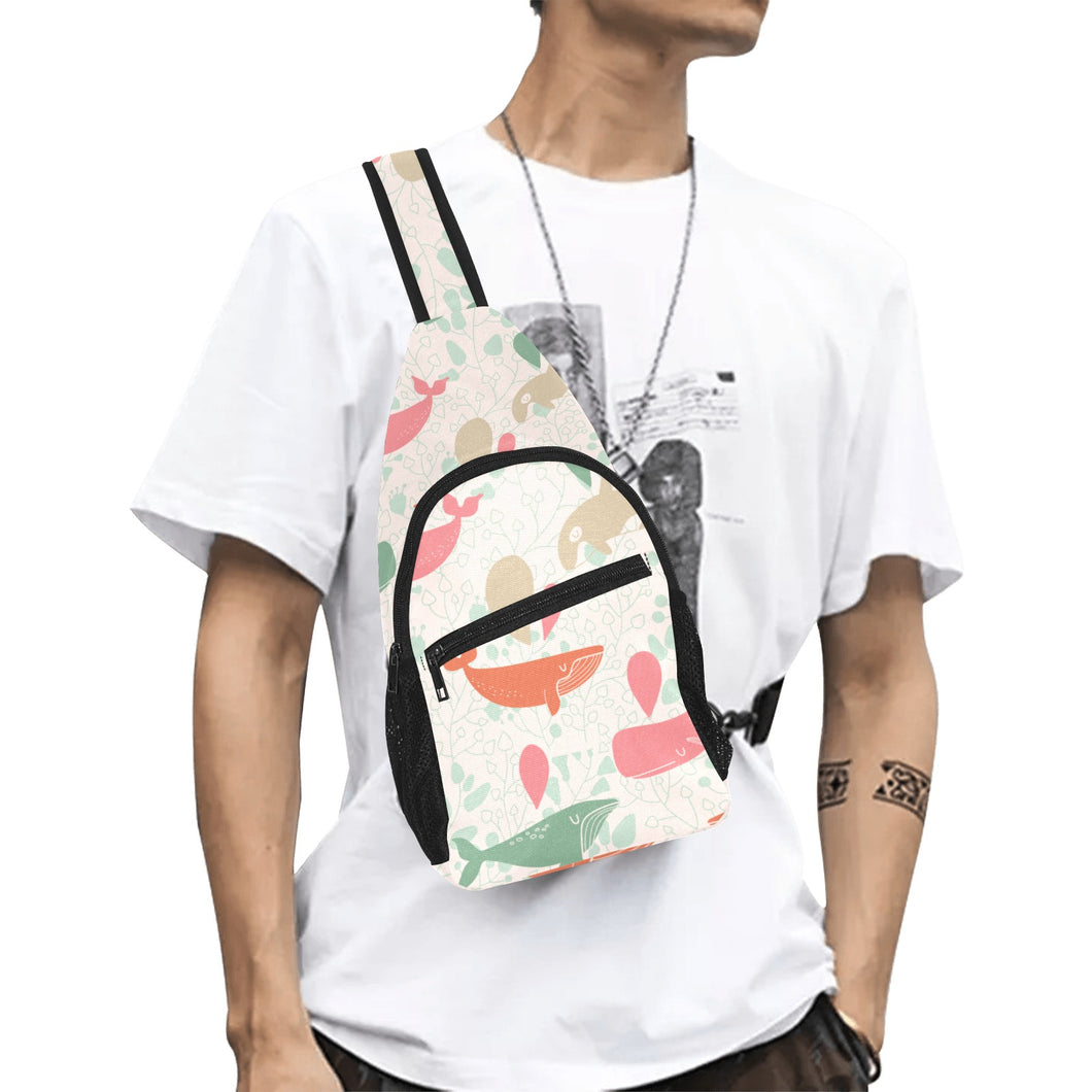 Cute whale pattern All Over Print Chest Bag