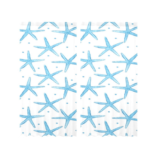Watercolor starfish pattern Gauze Curtain