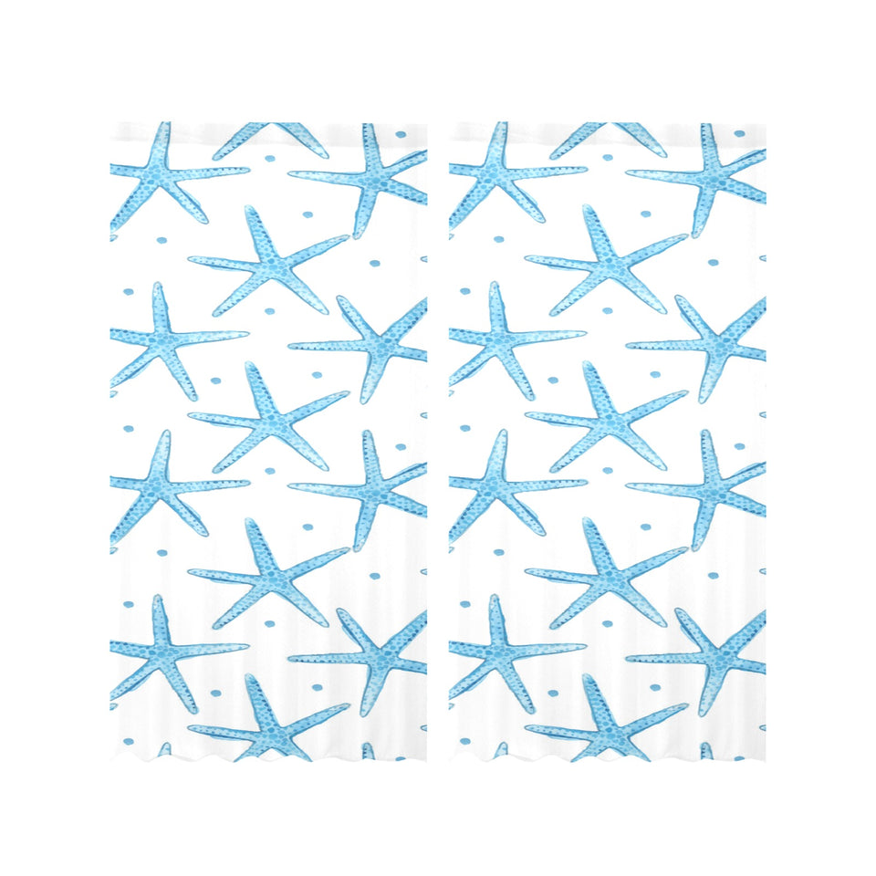 Watercolor starfish pattern Gauze Curtain