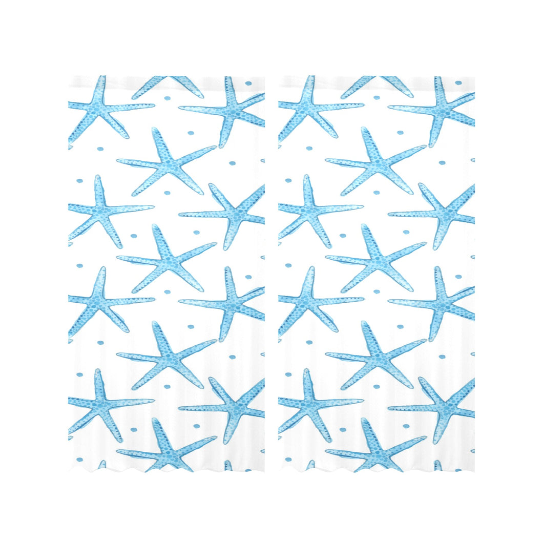 Watercolor starfish pattern Gauze Curtain