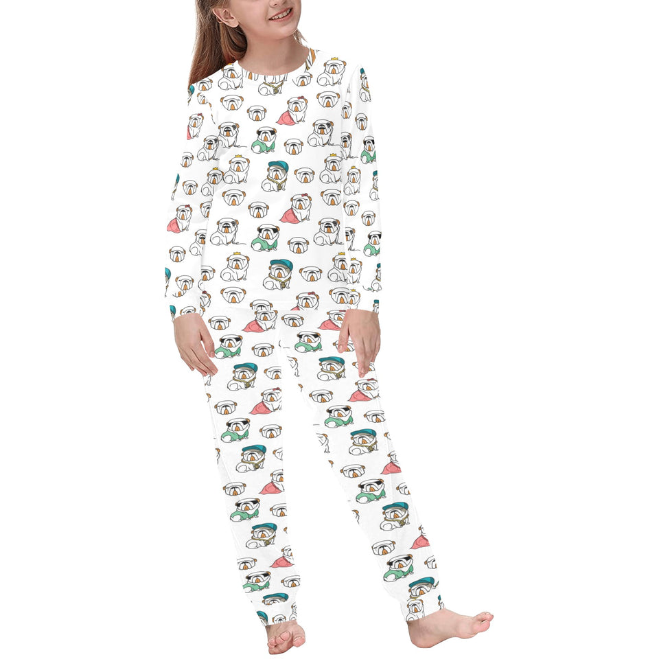 English Bulldog Pattern Print Design 03 Kids' Boys' Girls' All Over Print Pajama Set