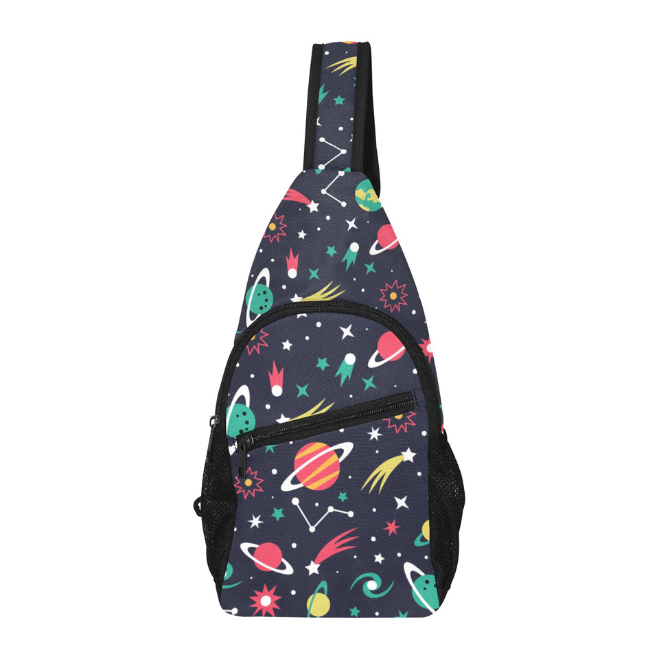 colorful space pattern planet star All Over Print Chest Bag