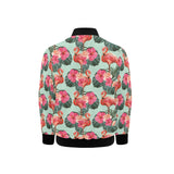 Beautiful flamingo tropical palm leaves hibiscus p Kids' Boys' Girls' Bomber Jacket