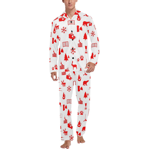 Canada Pattern Print Design 04 Men's Long Pajama Set