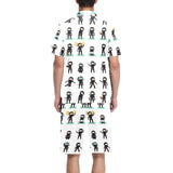 Cute ninja katana sword pattern Men's V-Neck Short Pajama Set