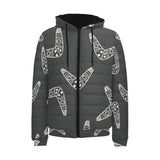 Hand drawn boomerang Australian aboriginal ornamen Men's Padded Hooded Jacket
