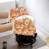 Orange yellow orchid flower pattern background Heat Resistant Oven Mitts
