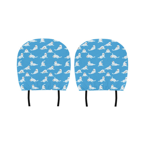 Cute sea lion seal pattern background Car Headrest Cover