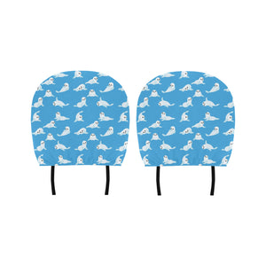 Cute sea lion seal pattern background Car Headrest Cover