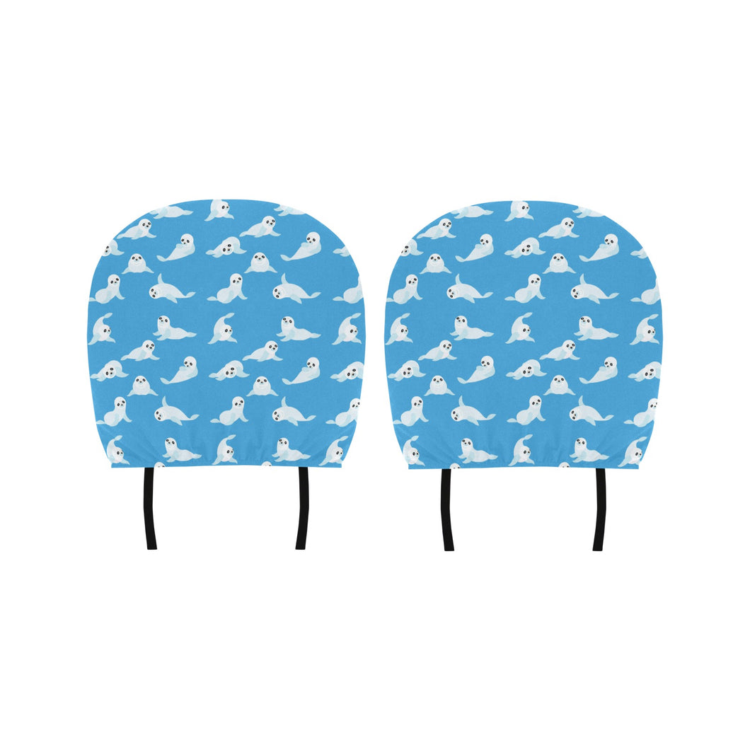 Cute sea lion seal pattern background Car Headrest Cover