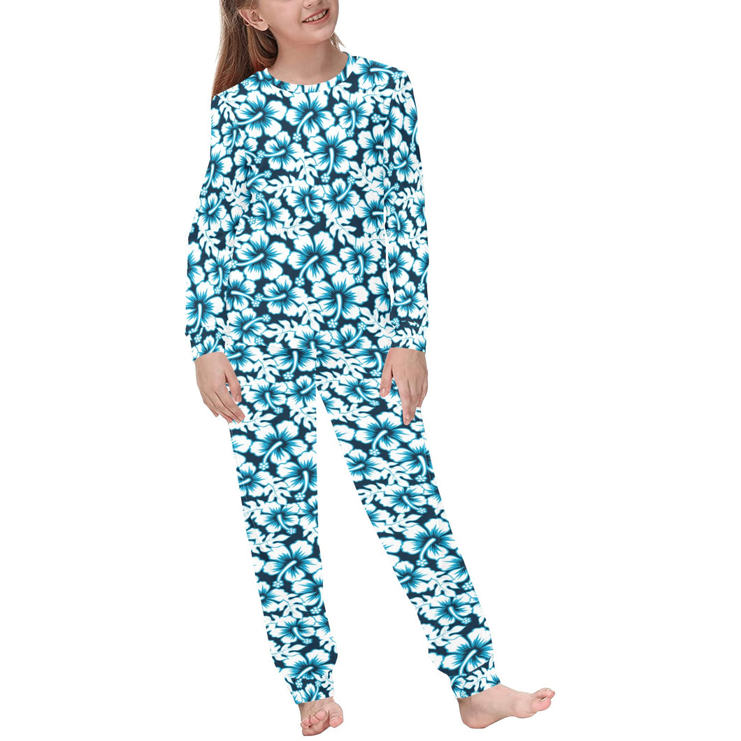 Hibiscus Pattern Print Design 04 Kids' Boys' Girls' All Over Print Pajama Set