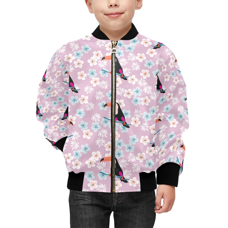 Beautiful toucan flower leaves Kids' Boys' Girls' Bomber Jacket