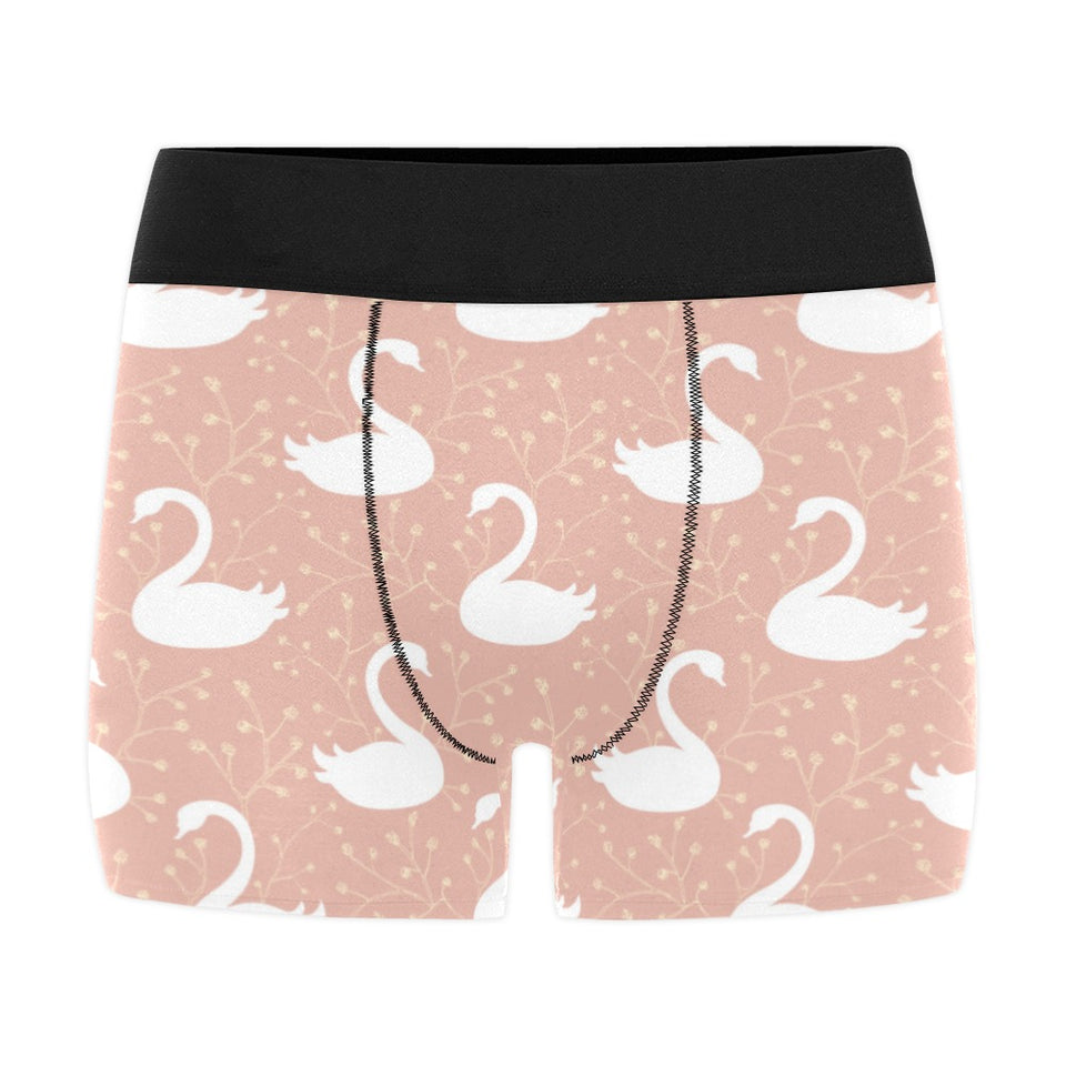 Swan flower light pink background Men's All Over Print Boxer Briefs Men's Underwear