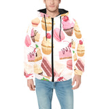 Cake cupcake sweets pattern Men's Padded Hooded Jacket