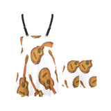 Paint Guitar Pattern Chest Sexy Pleated Two Piece Swim Dress
