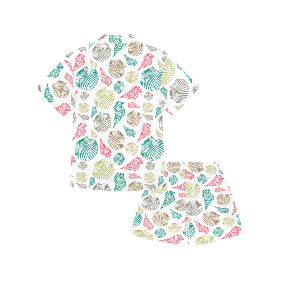 Colorful shell pattern Kids' Boys' Girls' V-Neck Short Pajama Set