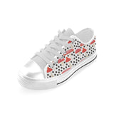 Red mushroom dot pattern Men's Low Top Canvas Shoes White
