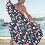 Deers Winter Christmas pattern Beach Towel