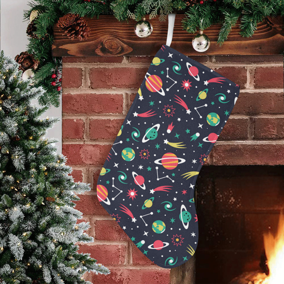 colorful space pattern planet star Christmas Stocking