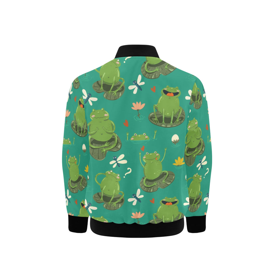 Cute frog dragonfly design pattern Kids' Boys' Girls' Bomber Jacket
