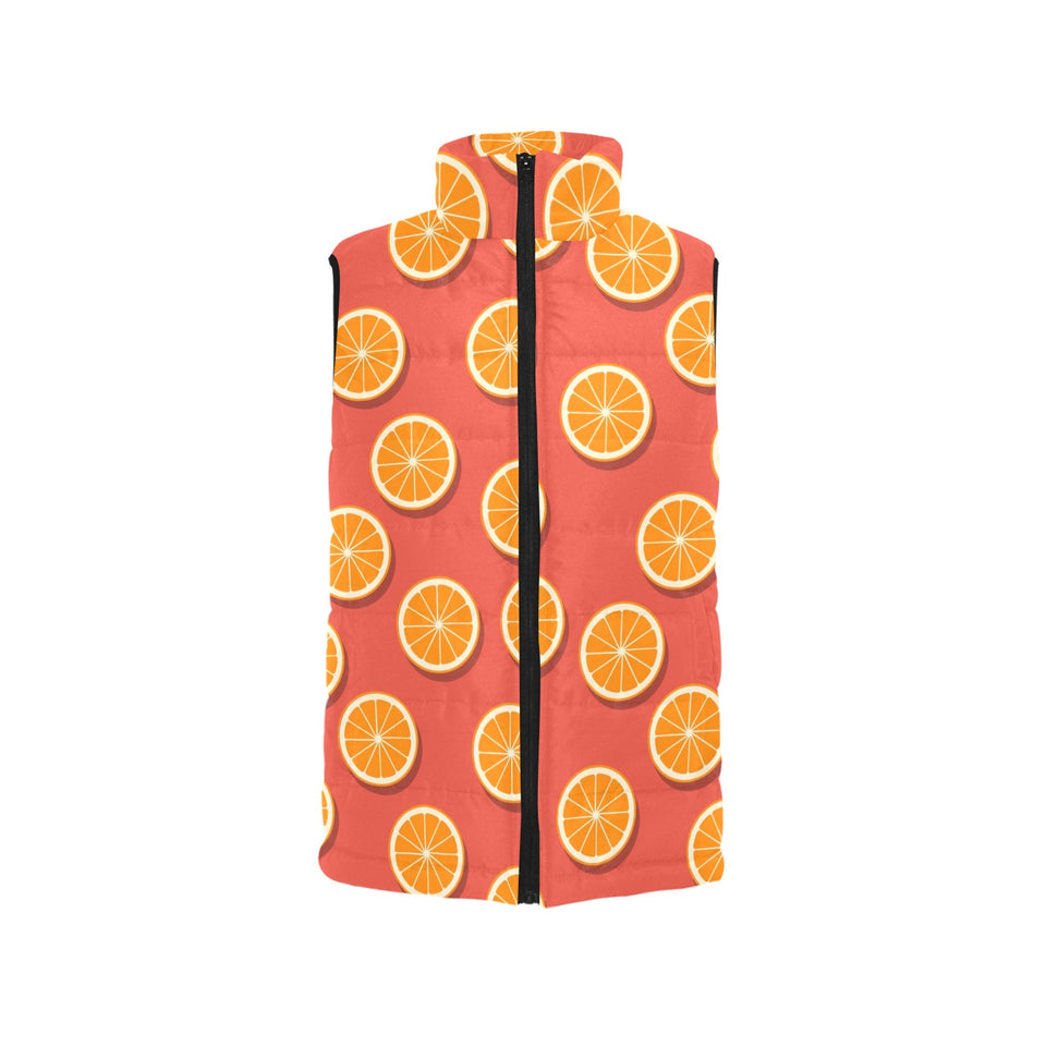 Oranges pattern red background Men's Padded Vest