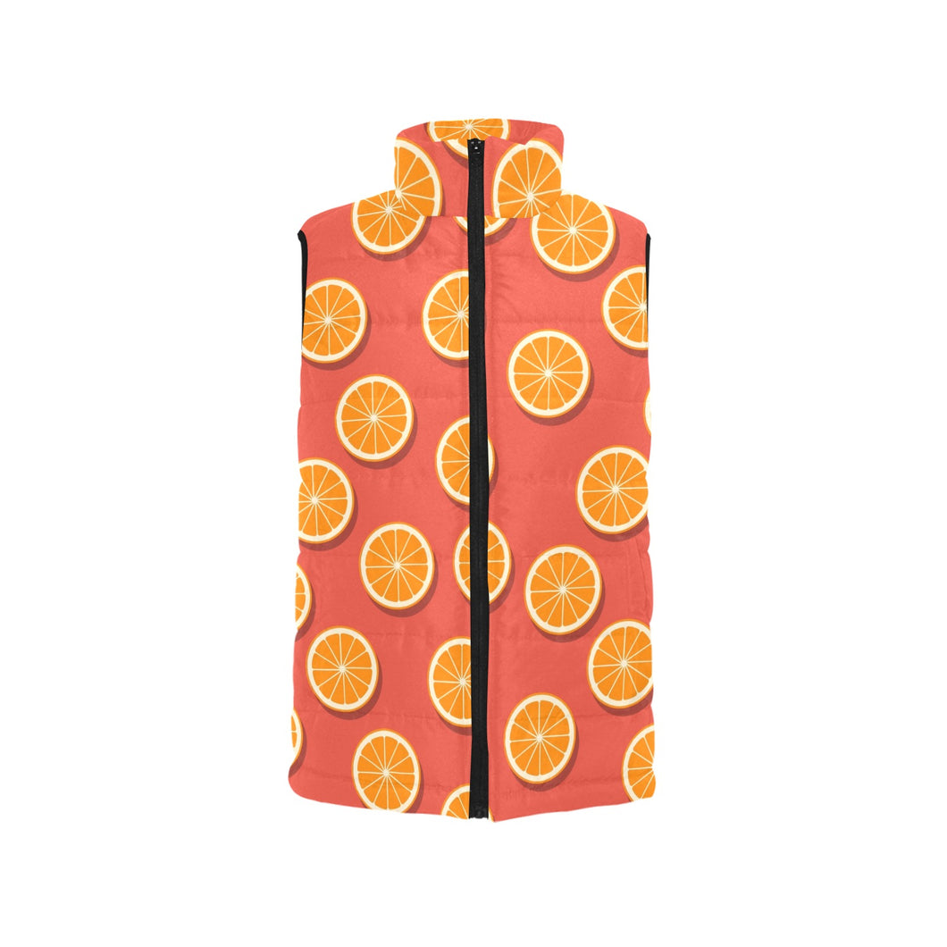 Oranges pattern red background Men's Padded Vest