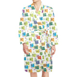 Chemistry Periodic Table Pattern Print Design 05 Men's Long Sleeve Belted Night Robe