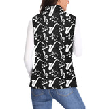 Saxophone music notes treble clef black white them Women's Padded Vest