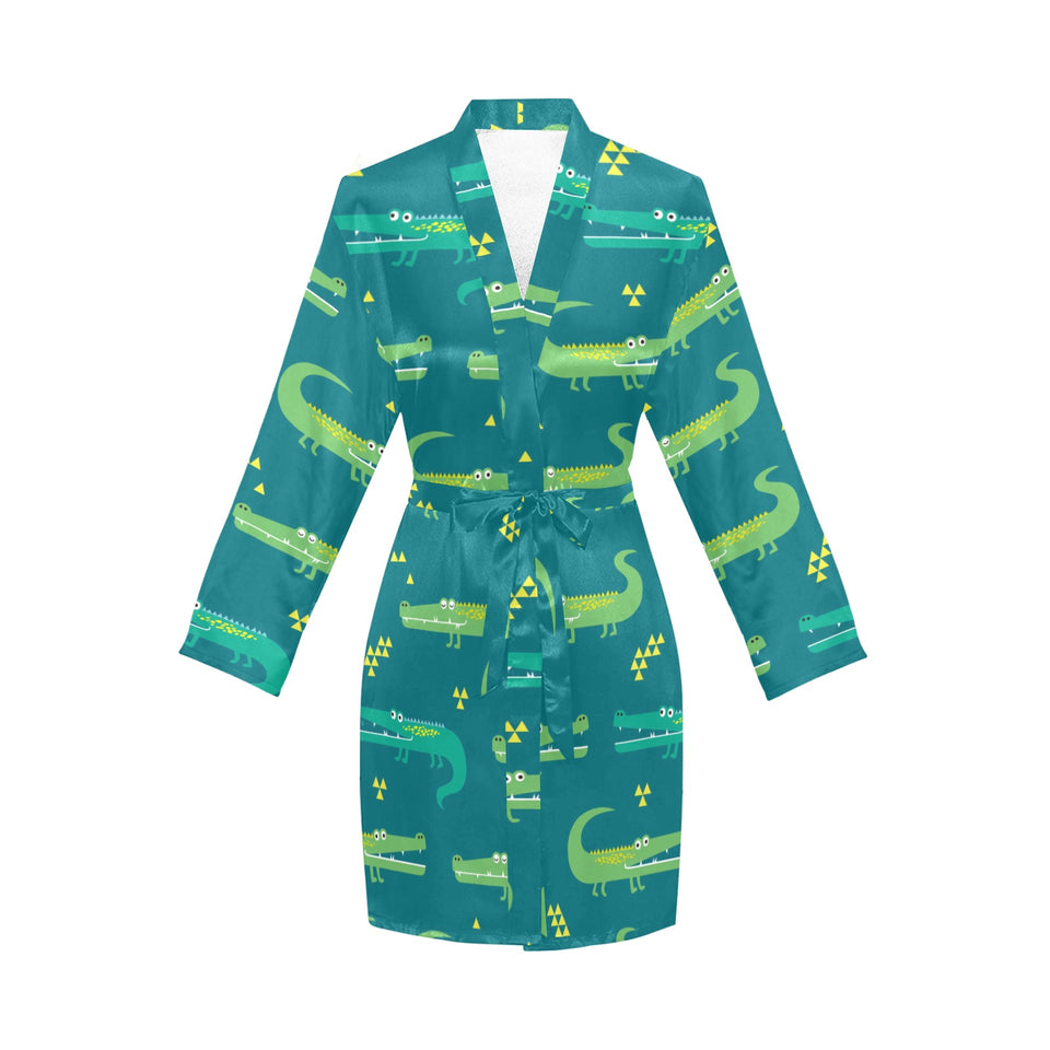 Crocodile pattern Women's Long Sleeve Belted Night Robe