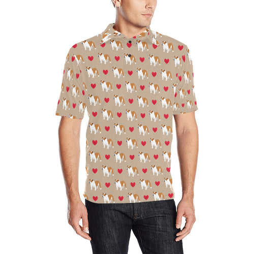 English Bulldog Pattern Print Design 05 Men's All Over Print Polo Shirt