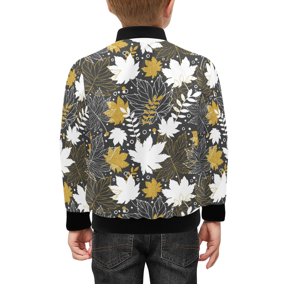 Beautiful gold autumn maple leaf pattern Kids' Boys' Girls' Bomber Jacket