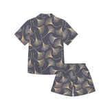 Gold ginkgo leaves Kids' Boys' Girls' V-Neck Short Pajama Set