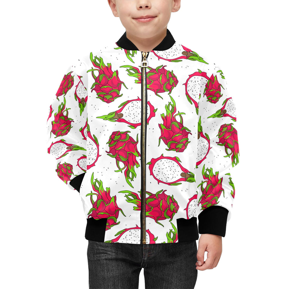 dragon fruits white background Kids' Boys' Girls' Bomber Jacket