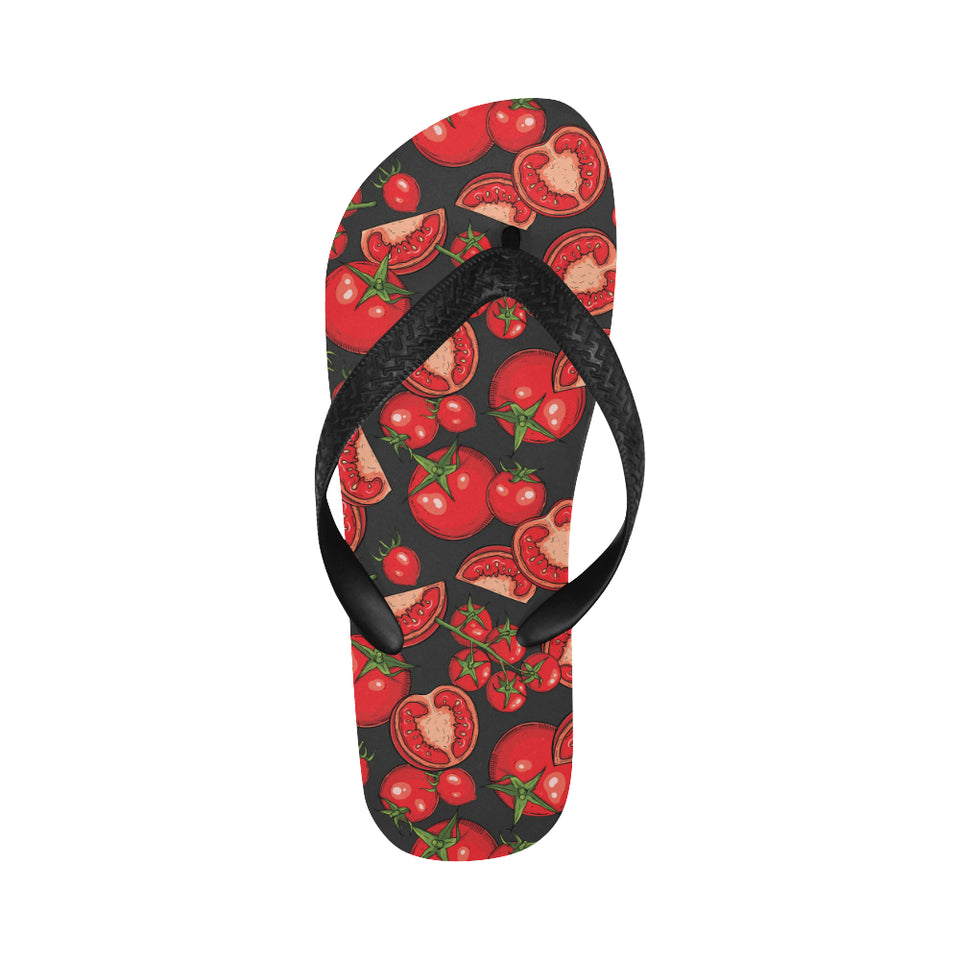 Tomato black background Unisex Flip Flops