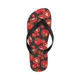 Tomato black background Unisex Flip Flops