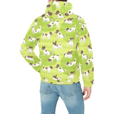 Jack Russel Pattern Print Design 01 Men's Padded Hooded Jacket