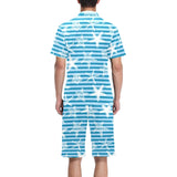 Starfish blue blackground Men's V-Neck Short Pajama Set