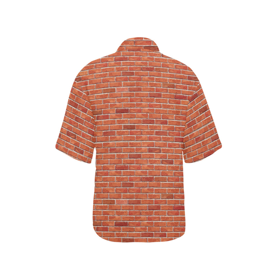 Brick Printed Pattern Print Design 03 Women's All Over Print Hawaiian Shirt